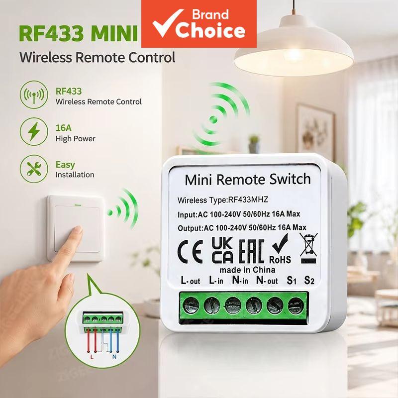 สวิตช์อัจฉริยะ SAIMILI RF433 MHz สวิตช์ไฟไร้สายแบบรีโมทคอนโทรลขนาดเล็ก รีเลย์รับ-ส่ง 16A โมดูลอัตโนมัติ สําหรับไฟ LED ในบ้าน
