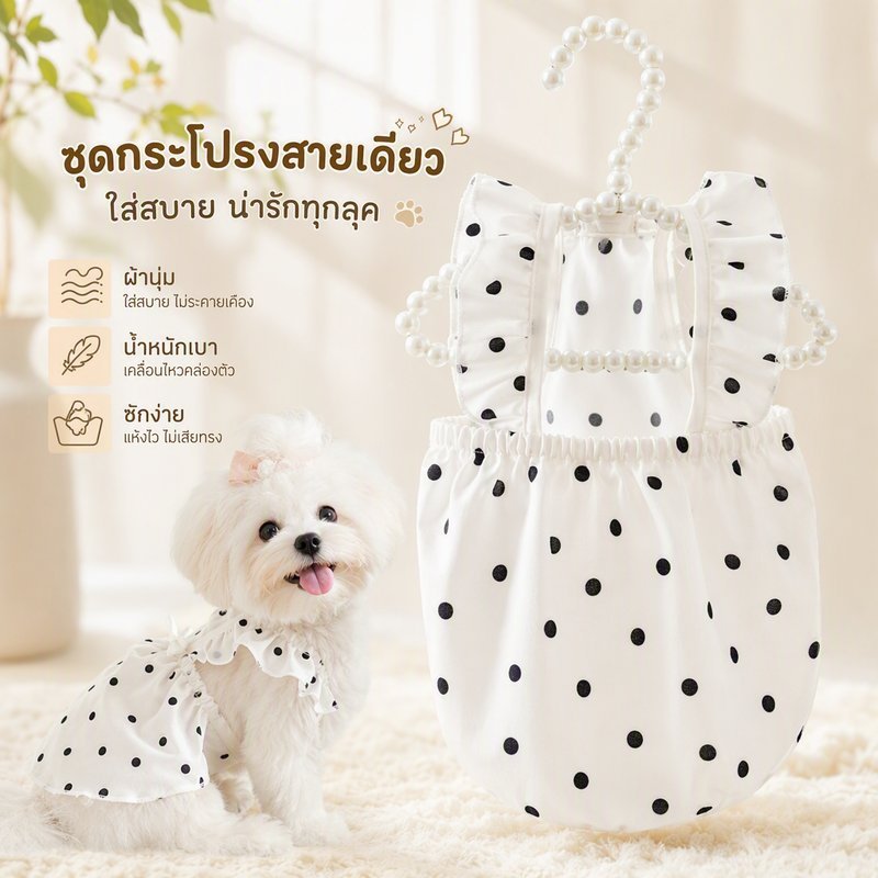 เสื้อผ้าสัตว์เลี้ยง ชุดแมว ชุดสุนัข เสื้อถักนุ่ม สายเอี๊ยม แฟชั่นน่ารัก ใส่สบาย ระบายอากาศ ทนทาน