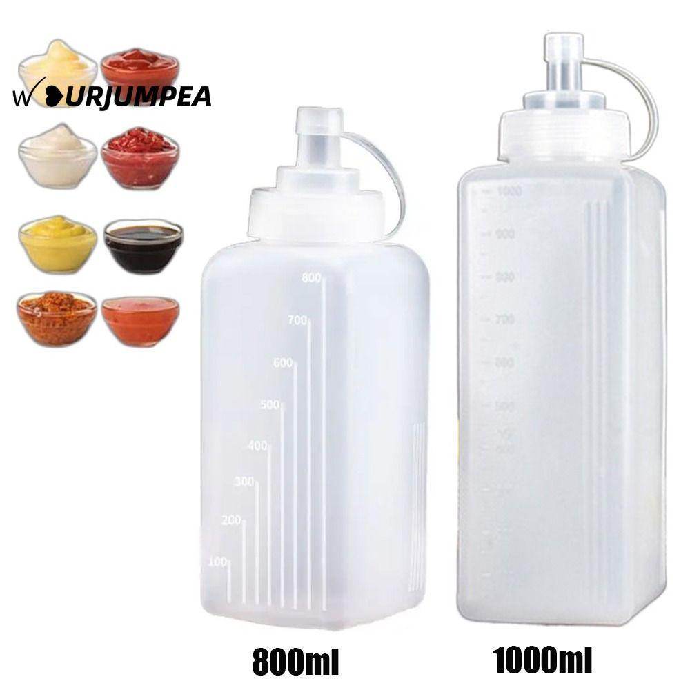 URJUMPEA 800/1000ml ขวดบีบซอส, PE อุปกรณ์ครัวขวดใส่เครื่องปรุง, กันฝุ่นความจุขนาดใหญ่ซอสมะเขือเทศขนม