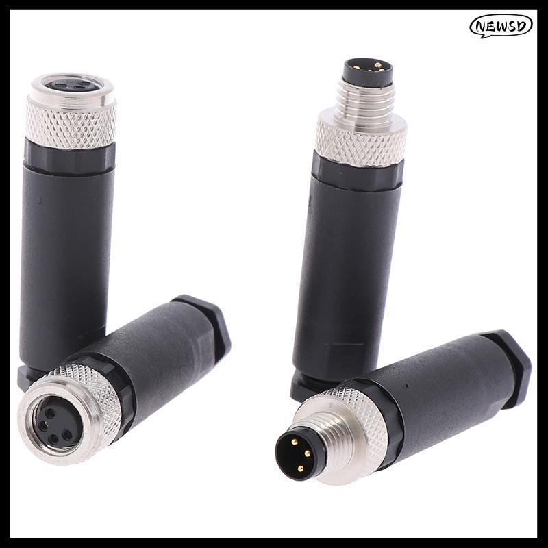 NEWSD 1 PC M8 Sensor Connector 3/4 Pin ปลั๊กมุมตรงชาย/หญิง DDC