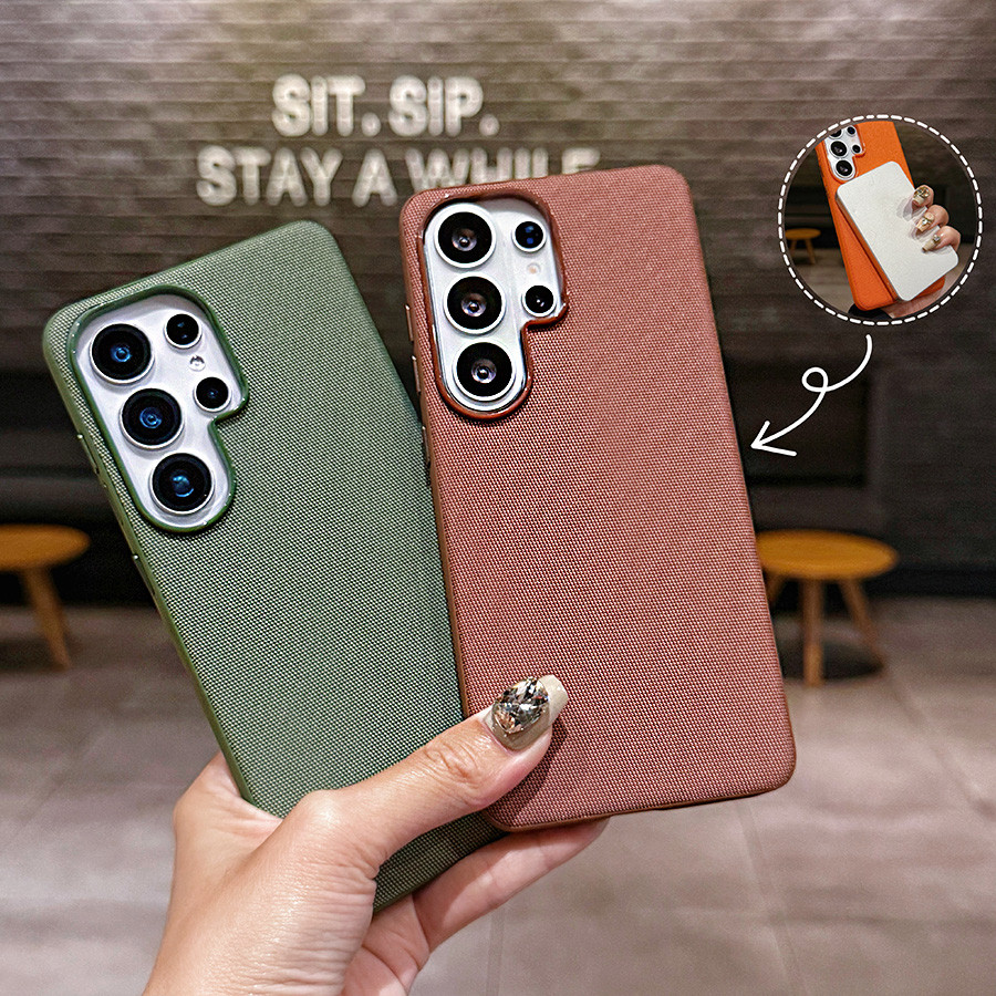 SAMSUNG Luxury Tech ทอเคสโทรศัพท์แม่เหล็กสําหรับSamsung S24 S25 S26 Ultra 5Gชาร์จไร้สายTechWoven Cov
