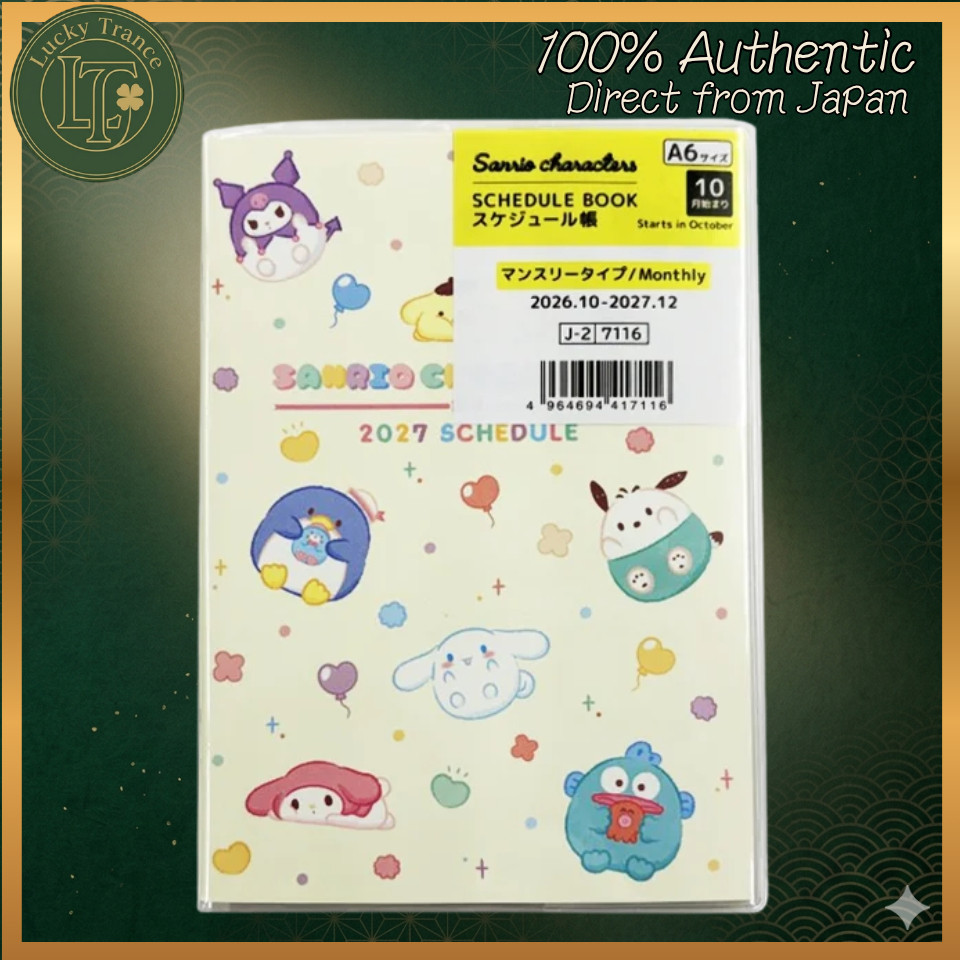 Sanrio Characters A6 Monthly Schedule Book 2027, Oct 2026-Dec 2027, 10.8 x 15.5 cm
