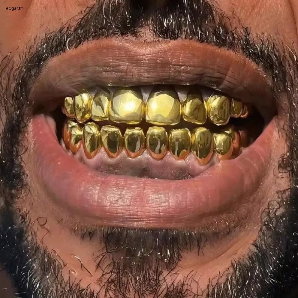EDGAR ฟัน Grillz หมวก, เงามันฟัน Grillz ชุดด้านล่างด้านบน, Silver Gold Anti Slip ฟันเครื่องประดับ Pa