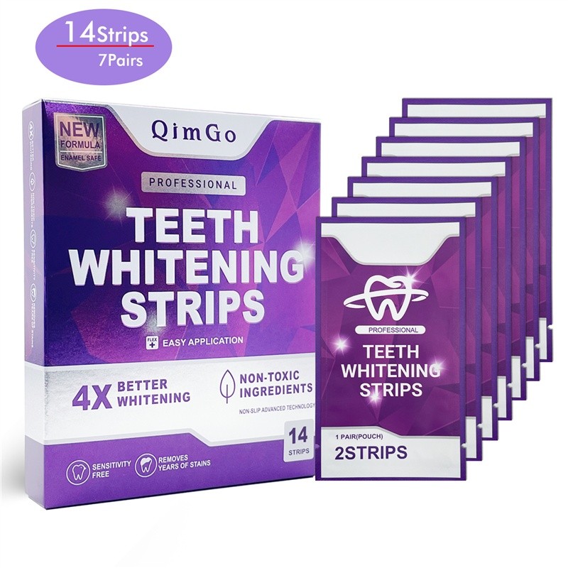 4X-紫色牙贴 去黄美白清洁亮白Purple Whiten Strips干贴2608022 4X-Purple Whitening Strips for removing yellowing, whi