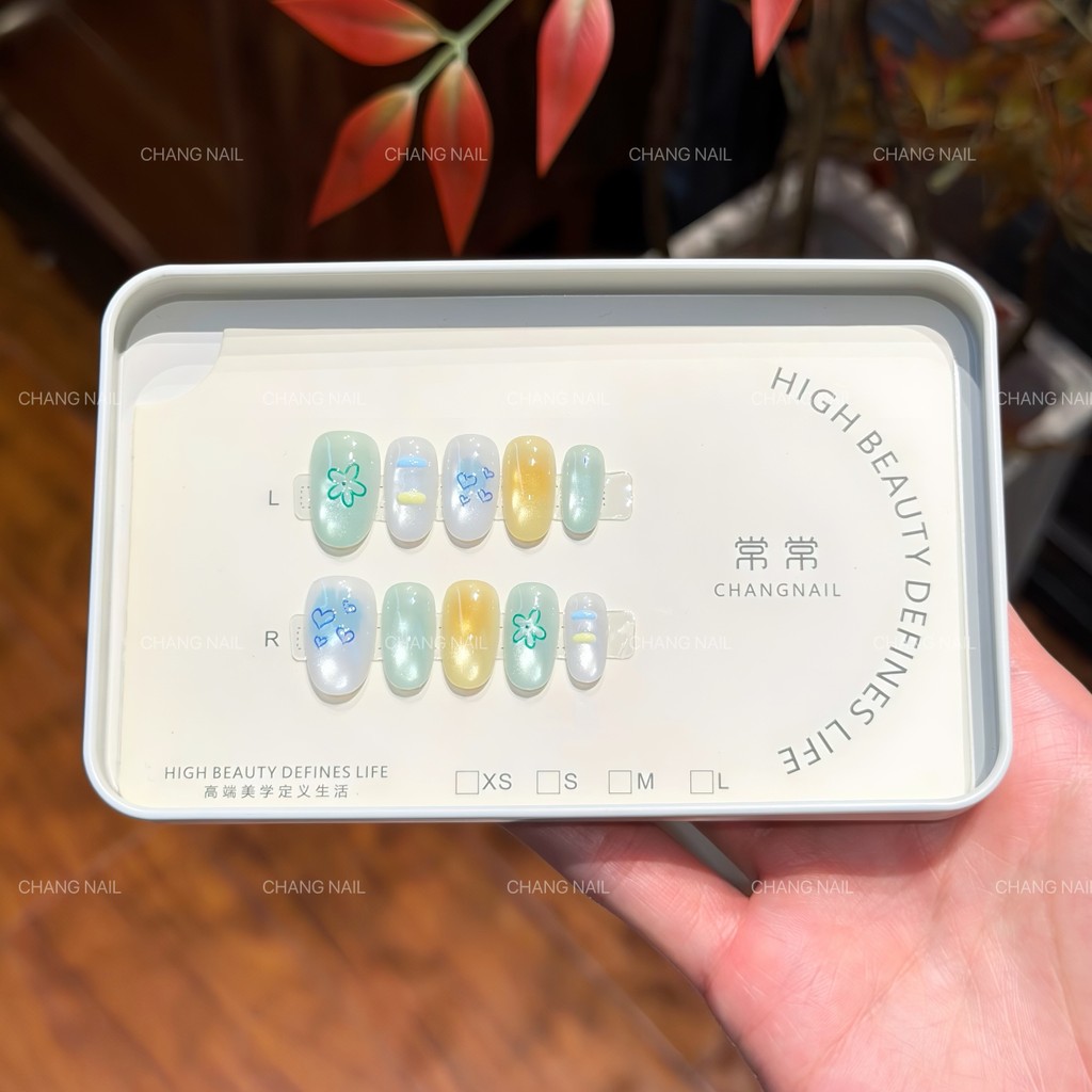 [Mint Mambo] สวมเล็บ Summer Clear Cats Eye Cute Mambo Green อารมณ์ฟองสดชื่น 10 ชิ้น Pack