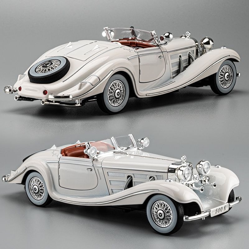 1: 36 Retro Mercedes-Benz 500K รถจําลองโลหะผสม Nostalgic รถคลาสสิกรุ่นรถตกแต่งของเล่นเด็กรถ