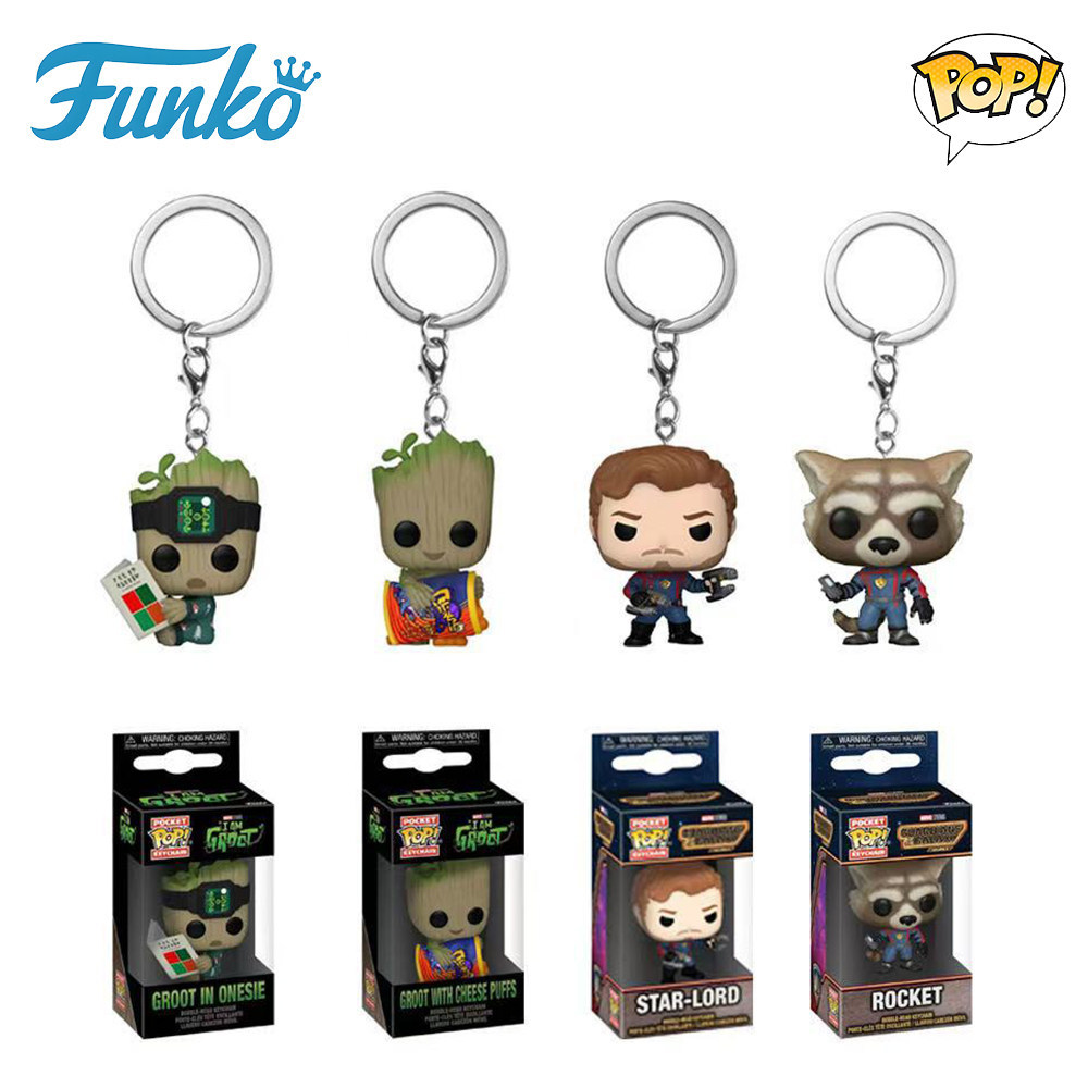Funko POP Galaxy Guard Merchandise จี้ Star Lord Rocketane Bear Groot พวงกุญแจ