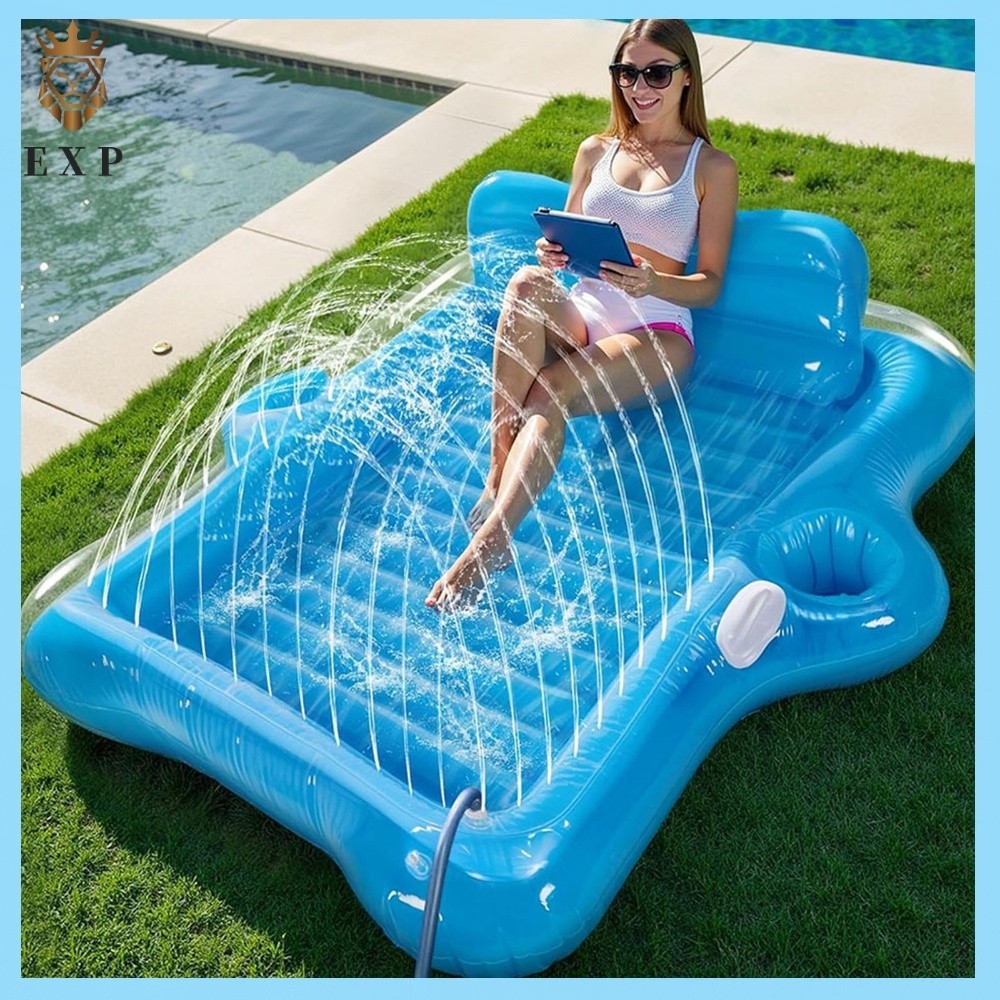 [explosion1.th] Lounge Water Lounge แบบเป่าลมพร้อมที่วางเครื่องดื่มสําหรับผู้ใหญ่