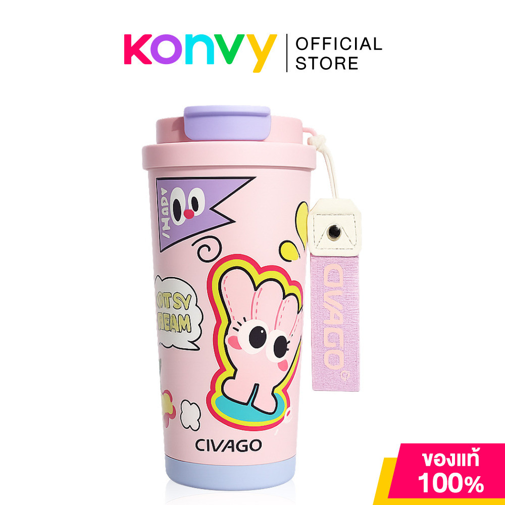 Civago Ceramic Coffee Mug ​Cartoon Series 17Oz ซิวาโก แก้วกาแฟสแตนเลสเคลือบเซรามิก เก็บความร้อนและคว
