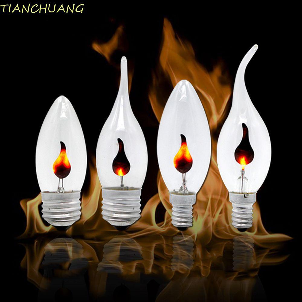 TIANCHU หลอดไฟ LED Edison Creative Home สําหรับตกแต่งแสงเปลวไฟทังสเตนลวดเทียนแสง