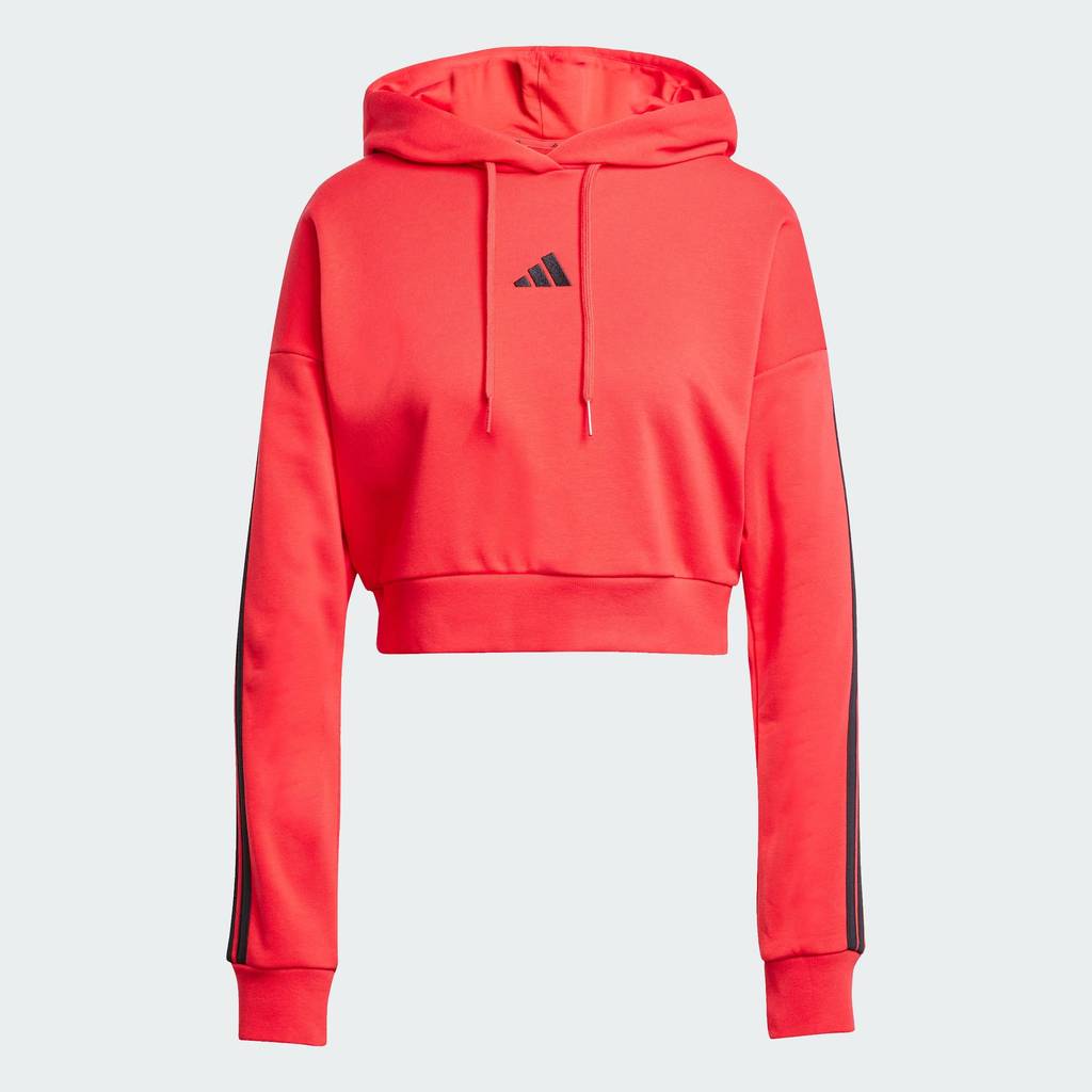adidas Lifestyle & Gym & Training Essentials 3-Stripes French Terry Crop Hoodie Women Red IS6997