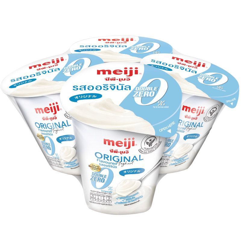 เมจิโยเกิร์ตไม่มีไขมันรสออริจินัล 135ก แพค 4 Meiji Yoghurt Fat Free Original Flavoured 135g. Pack 4 [8850329381548 ]