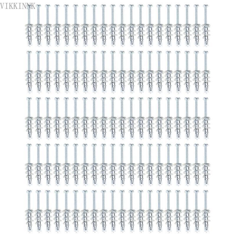 VIKK 100pcsWall Anchors ชุดสกรู ชุดยึด Drywall สําหรับยึดที่ปลอดภัยใน Drywall