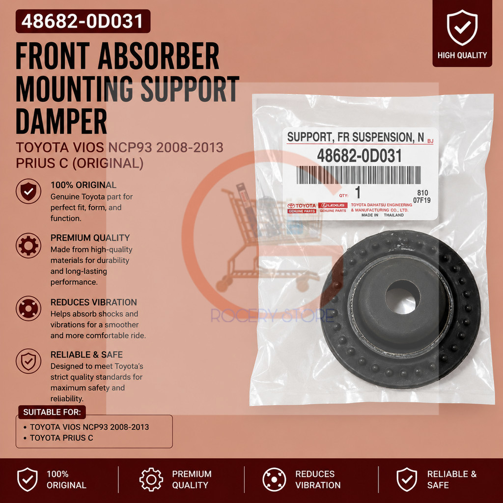 ด้านหน้า ABSORBER MOUNTING SUPPORT DAMPER TOYOTA VIOS NCP93 2008-2013 PRIUS C (48682-0D031) @1PC