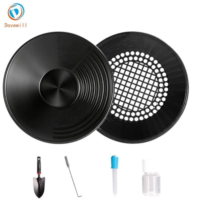 [Jzvphq] Gold Panning Kit Stepped Pan with Grooves Double Riffle Prospecting Pan