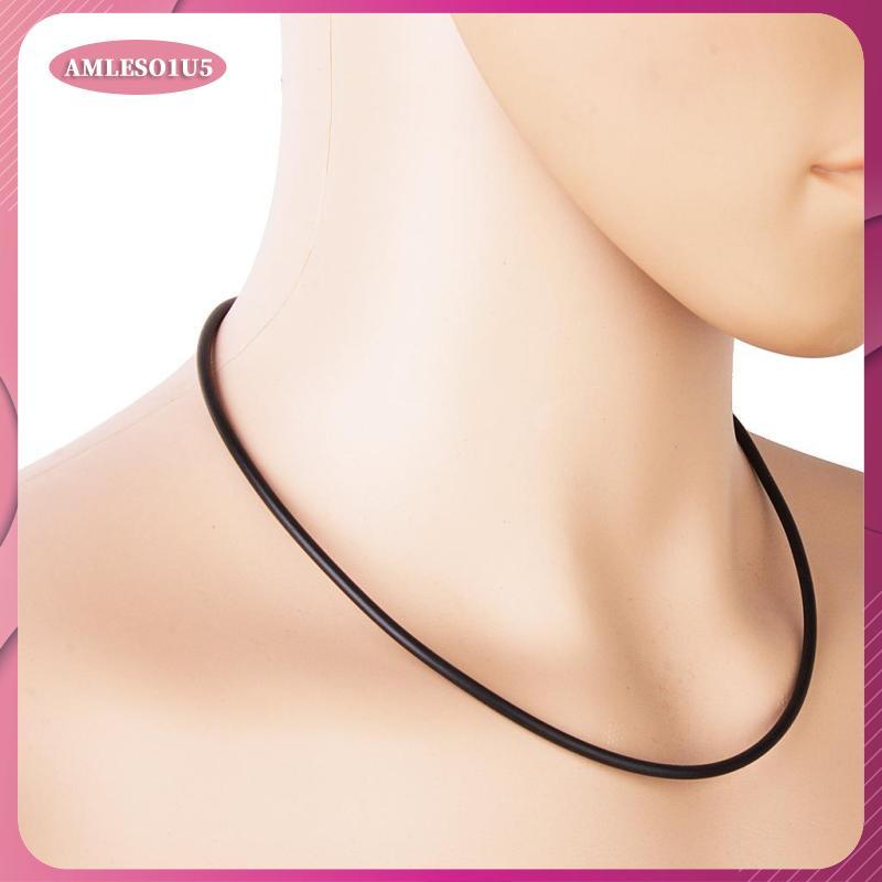 [amleso1u5] สร้อยคอสายยางสีดํา 3MM 12 14 16 18 22