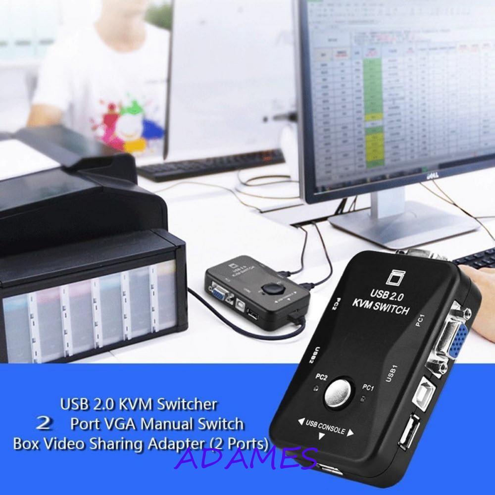 ADAMES USB 2.0 KVM Switch Splitter, KVM Switcher 2 พอร์ต VGA KVM Switch, Simple Operation VGA ยืดหยุ