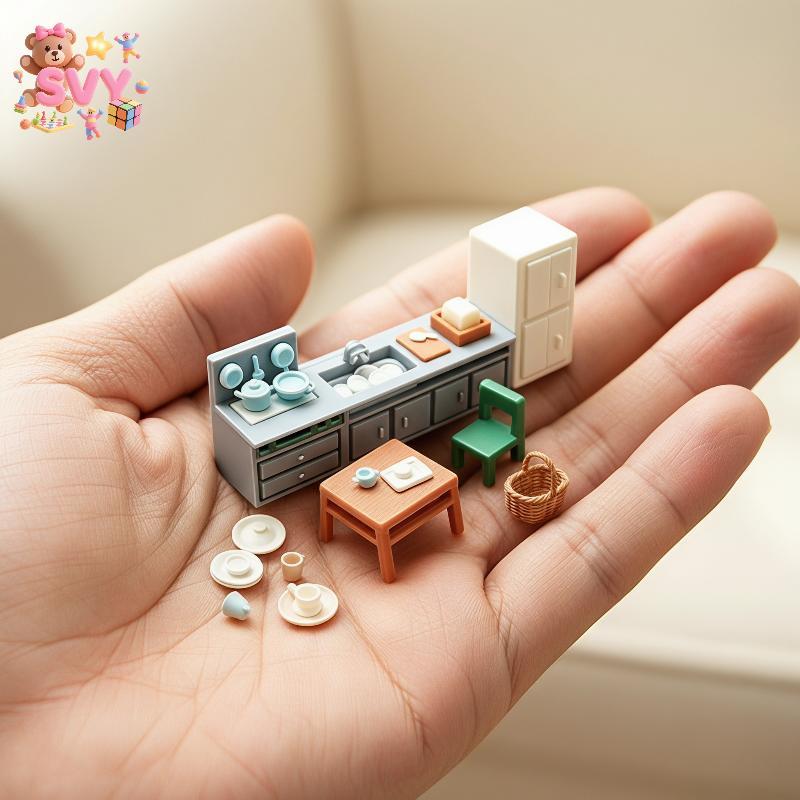 [SVY] Dollhouse Miniature Sink Cabinet Table Furniture Set for Kitchen Living Room Props