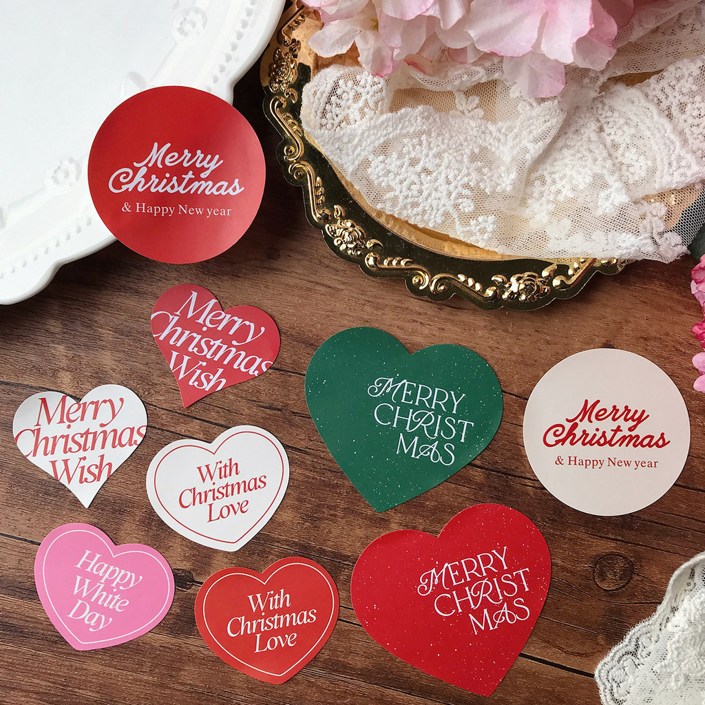 Merry Christmas Merry Christmas Baking Cake Milk Tea Coffee Sealing Sticker สติ๊กเกอร์ Merry Christm