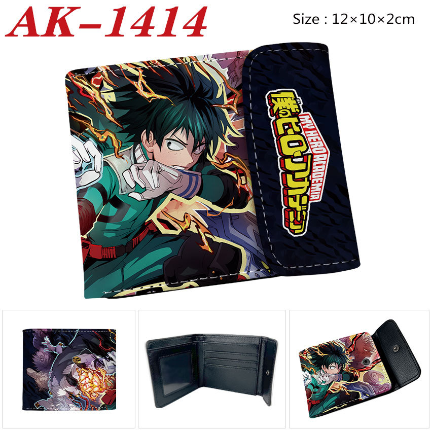 My Hero Academia Cartoon Hidden Buckle Student Short Wallet Childern PU Leather Purse