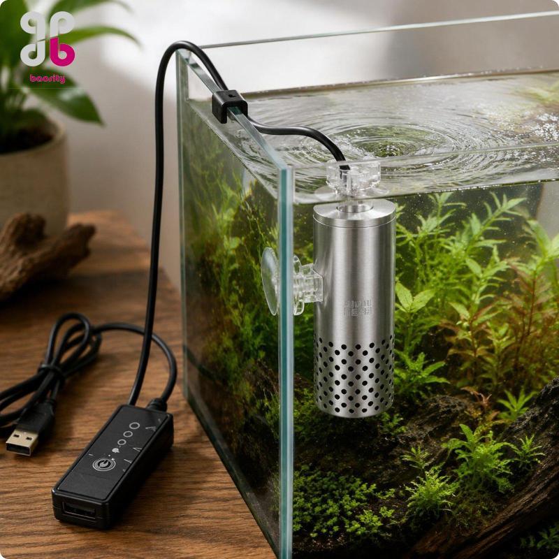 ความBaosity Electric Surface Skimmer ถ้วยดูด Mount Aquarium Oil Film Remover Quiet Aquarium Oil Remo
