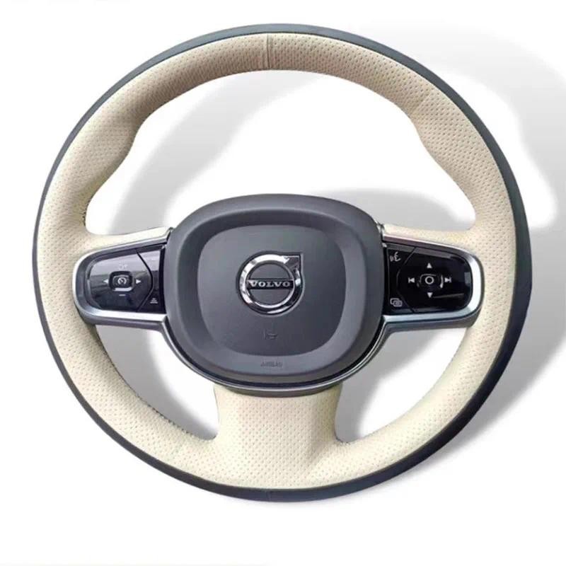 มือเย็บลื่นพวงมาลัยรถสําหรับ Volvo XC60 XC90 XC40 V90 S90 S60 Custom ของแท้หนังรถ Interiorauto อะไหล