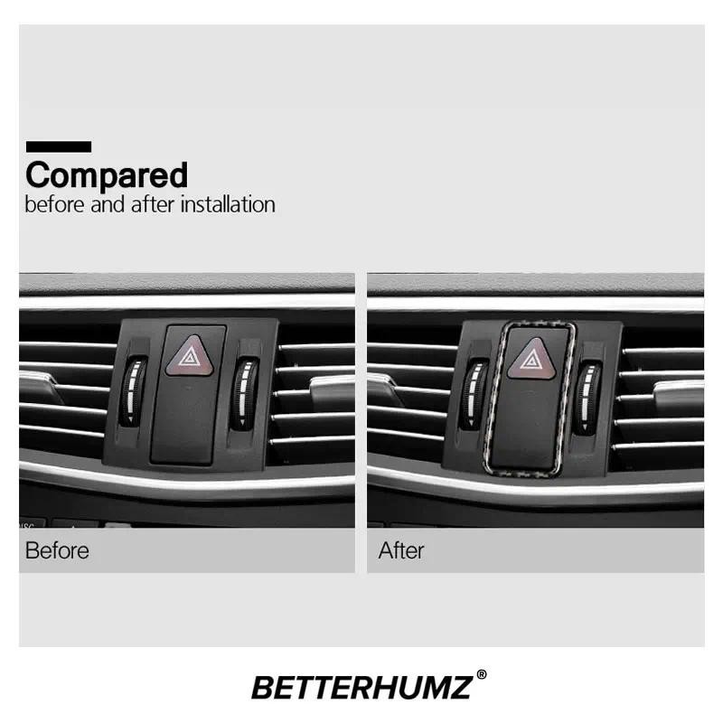 สําหรับ Mercedes Benz W204 W212 CE Class GLK X204 คาร์บอนไฟเบอร์ไฟเตือนปุ่ม Trim สติกเกอร์ภายในรถปรั