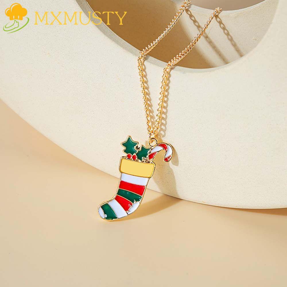 MXMUSTY คริสต์มาสสร้อยคอแฟชั่น Xmas เครื่องประดับ Elk Merry Christmas ผู้หญิงสร้อยคอจี้