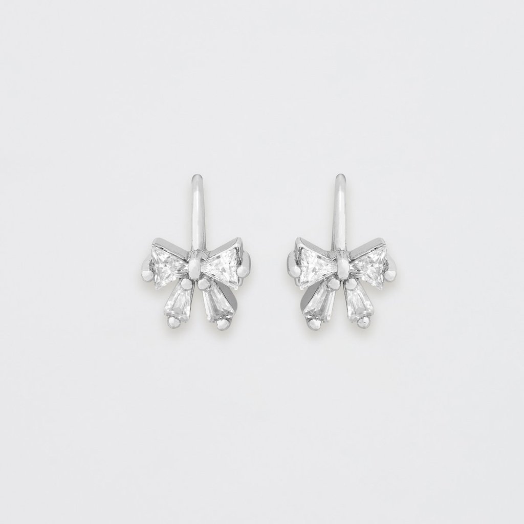 [Pomelo] ต่างหูห่วงคริสตัลรูปโบว์ / Crystal Bow Hoop Earrings