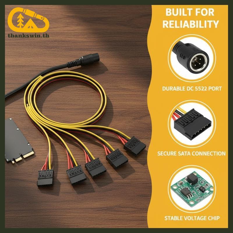 Thankswin DC 12V ถึง 4Pin Molex HDD Cable พร้อม Step-down Voltage Regulator สําหรับ SATA Hard Drive 
