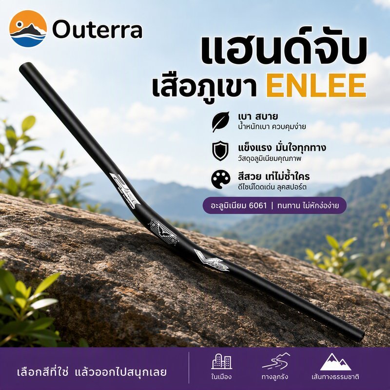 แฮนด์จักรยานเสือภูเขา ยกสูง 30mm กว้าง 800 แฮนด์กว้าง คอแฮนด์ 31 8 อลูมิเนียม AL6061 T6 อะโนไดซ์