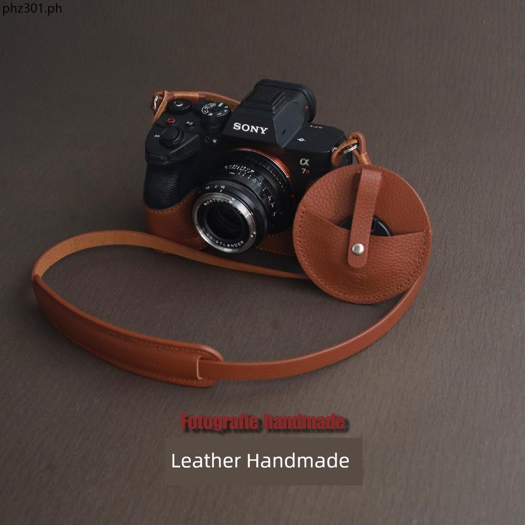 Sony sony A7R5/A7M4/A7M3/A9/A7R3 หนังแท้ Handmade กล้องป้องกันกรณีฐานซองหนัง