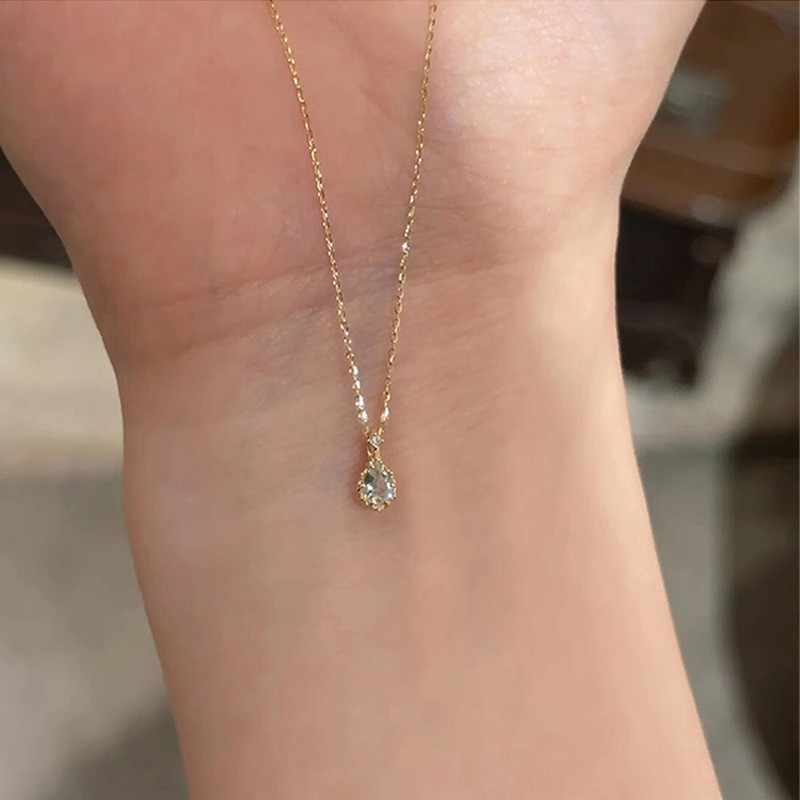 Blue Tears Water Drop สร้อยคอผู้หญิง Niche Design Feel แฟชั่นประณีตประณีต Classy All-Match Clavicle 