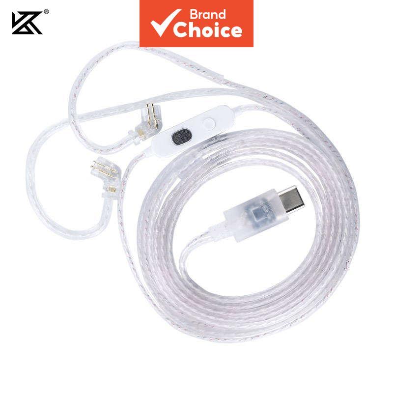 KZ สายอัพเกรดหุ้มเงิน Type-C 2-Pin พร้อมไมค์ สําหรับ ZS10 Pro/ZSX/ZSN PRO/AS10