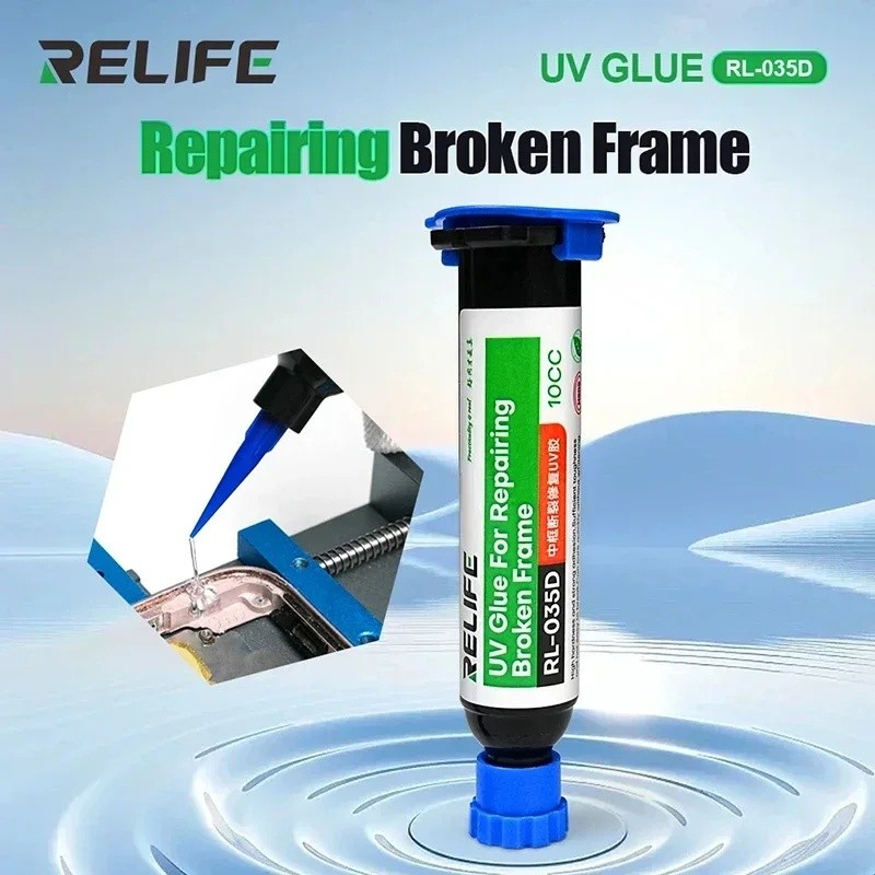 RELIFE RL-035D ซ่อมกรอบแตกกาว UV การยึดเกาะที่แข็งแกร่งและความแข็งสูง Fast bore ซ่อมหักเครื่องมือกรอ