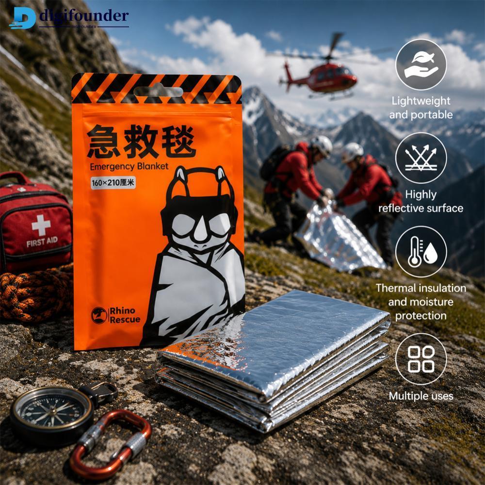 DIGIFOUNDER 1PC 1.6x2.1M Multi-Purpose Outdoor Thermal Moisture-Proof ผ้าห่มฉุกเฉินกลางแจ้ง Camping 