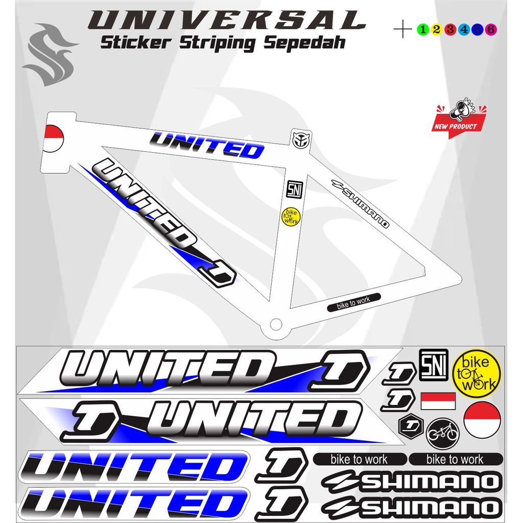 สติ๊กเกอร์จักรยาน UNITED / สติ๊กเกอร์ UNITED VARIATIONS OF UNITED BIKE STRIPING STICKERS