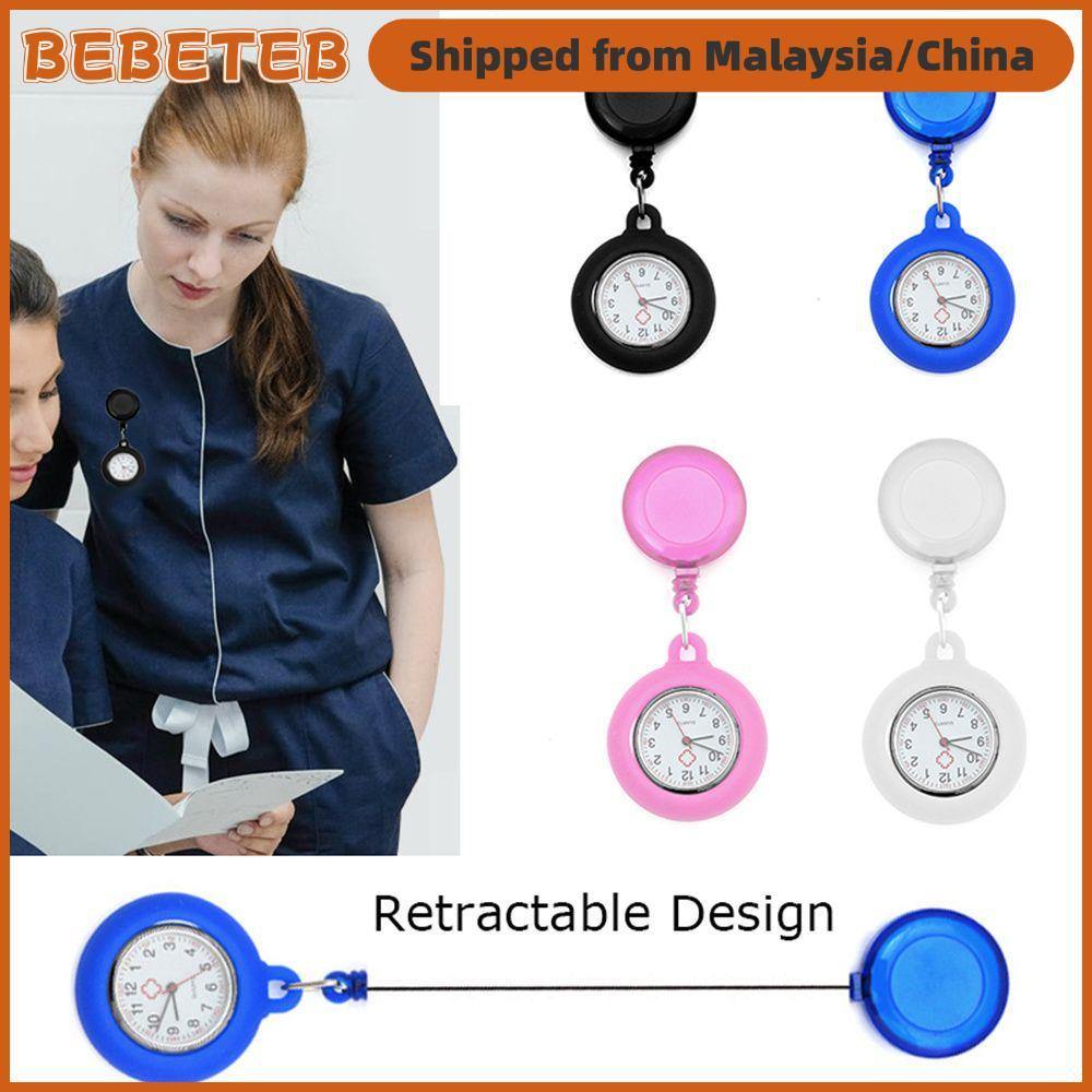 BEBETMY เข็มกลัดนาฬิกาพยาบาลแบบยืดหดได้ Pin Doctor/Nurse Quartz Clock Fob Watch