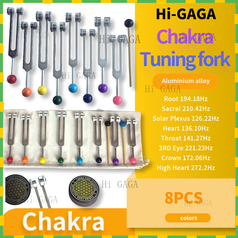 Tuning fork🔮ส้อมจูนเสียง ชุดส้อมจูนเสียงจักร 6 ชิ้น พร้อมตัวกระตุ้นถ่วงน้ําหนัก ฐาน 126.22/136.1/141