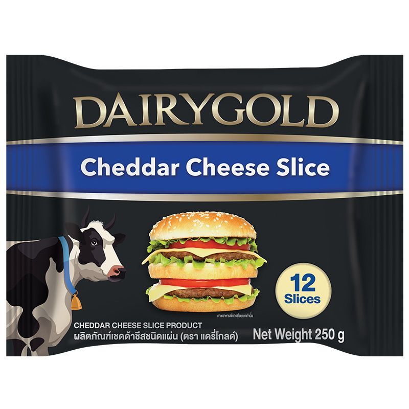 แดรี่โกลด์เชดด้าชีส12สไลด์ 216กรัม Dairygold Cheddar Cheese 12Slices 216g.