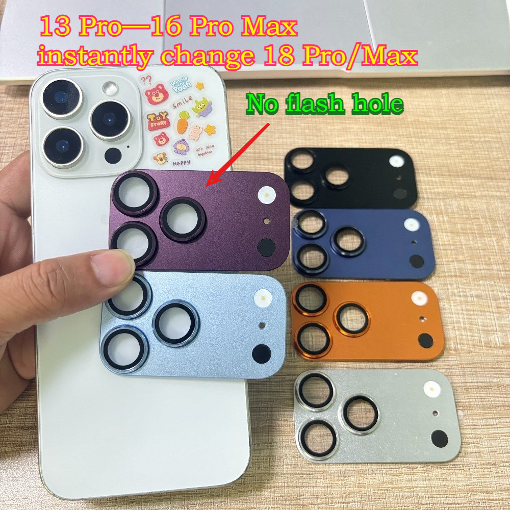 No Flash Hole ดัดแปลงฟิล์มเลนส์ด้านหลังใหม่ทันทีเปลี่ยนสติกเกอร์เลนส์ iPhone 18 Pro Max สําหรับ iPhone 14 15 16 Pro Max เปลี่ยนทันทีกับฟิล์มเลนส์ iPhone 18 Pro Max