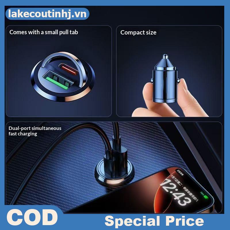 Lu Car Phone Charger 240W Mini ขนาด PD USB Type C Dual Port Fast Charging Adapter สําหรับ Family Tri