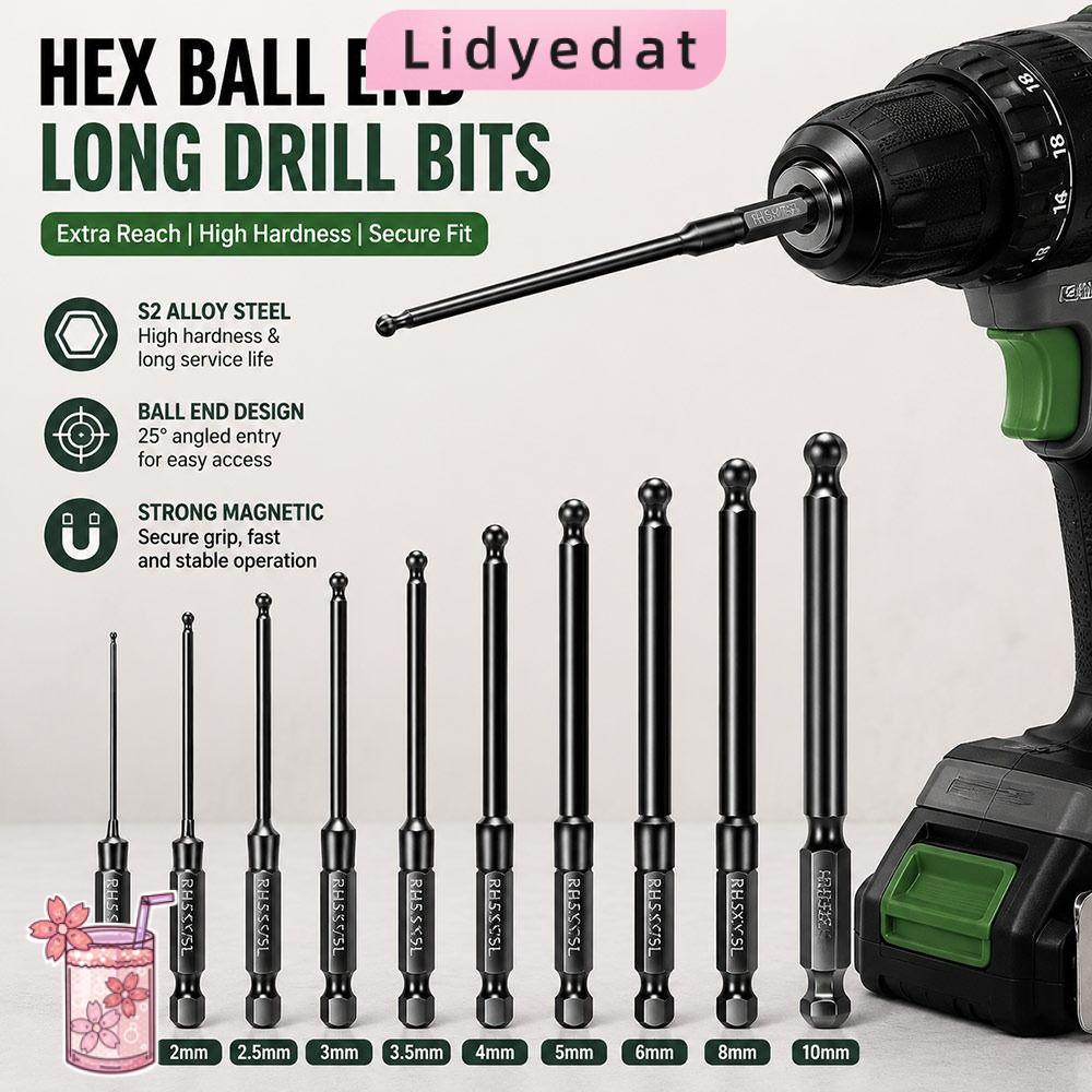 LIDYEDAT165 Ball End Hex Bit, Ball End Steel Hex ไขควง Bit, ทนต่อการสึกหรอ Single End ลด Shank Magne