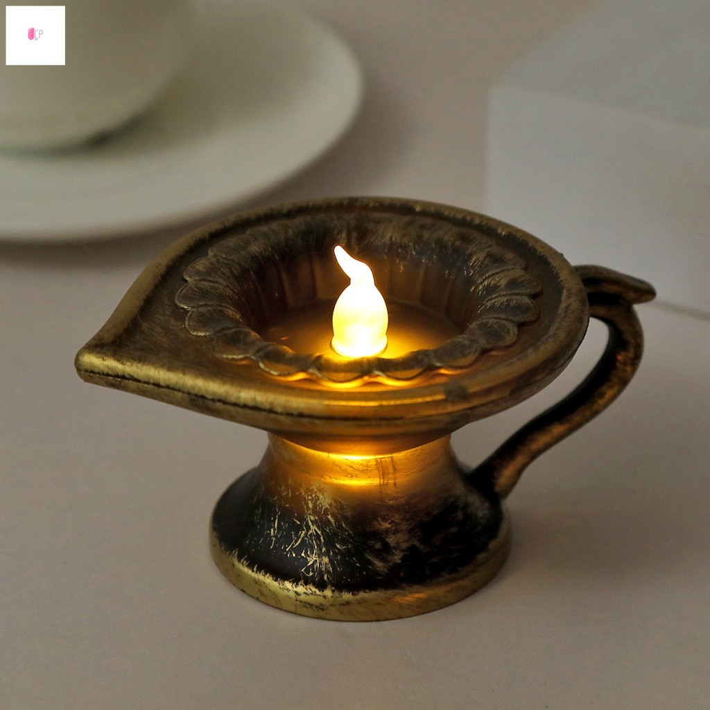 โคมไฟเทียนอิเล็กทรอนิกส์ LED - น้ํามันอินเดีย Diya สําหรับตกแต่ง Diwali