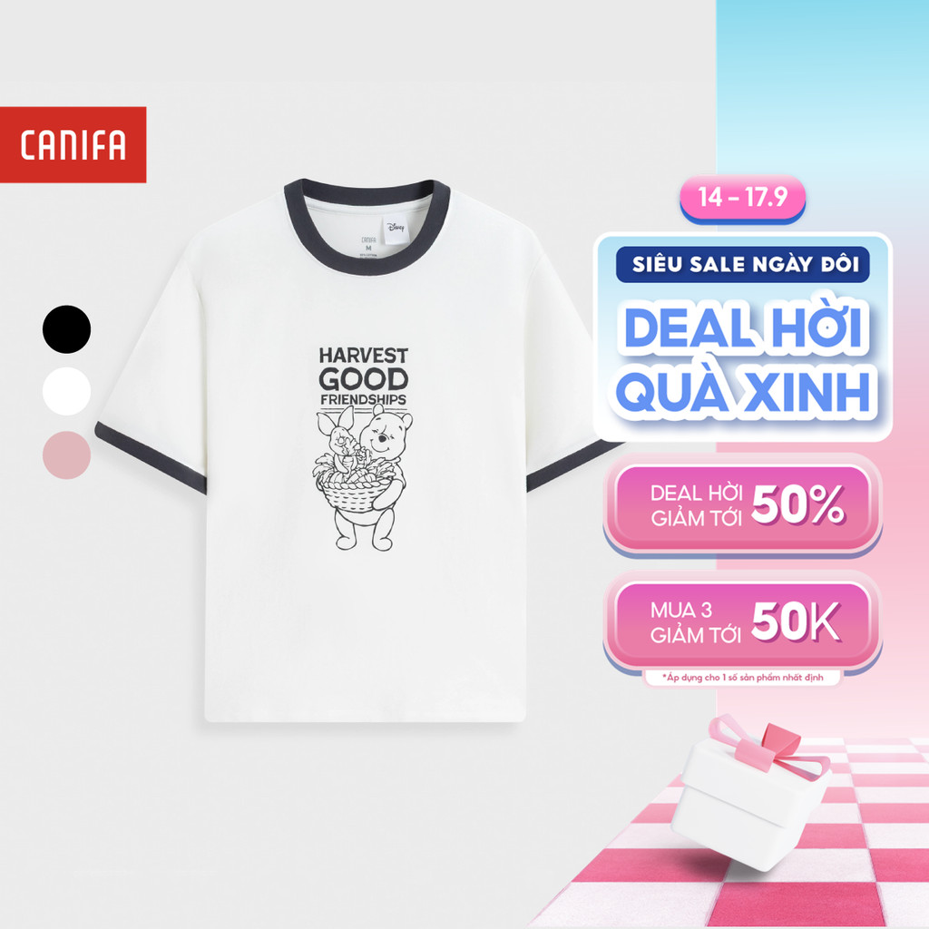 เสื้อ babytee ผู้หญิงคอปกใส แขนสั้น คละสี และลายพิมพ์อ่อนเยาว์ CANIFA 6TS26S001