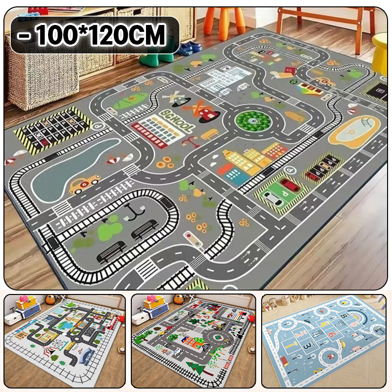 พรมเกมสำหรับเด็ก 100*160CM กันลื่น รูปแบบปริศนา ทนทานต่อการสึกหรอ โรงเรียนอนุบาล ห้องนอน โซฟาโต๊ะกาแฟเสื่อชั้น ﻿