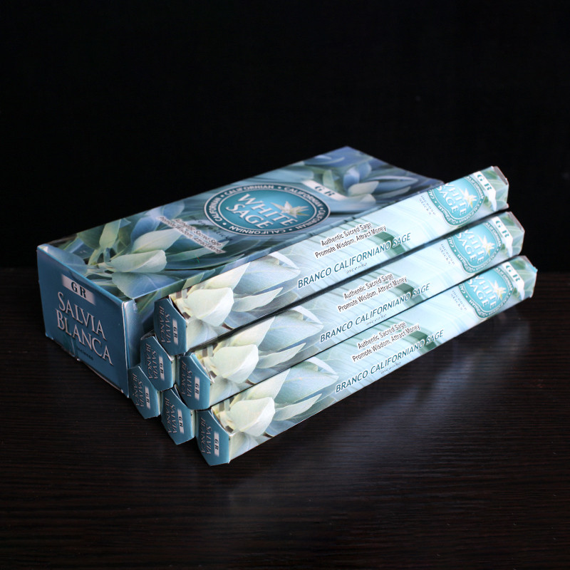 GR ธูปอินเดีย White Sage {กล่องขนาดใหญ่} White Sage ต้นฉบับนําเข้า Handmade Aromatherapy ธูปธูป 291