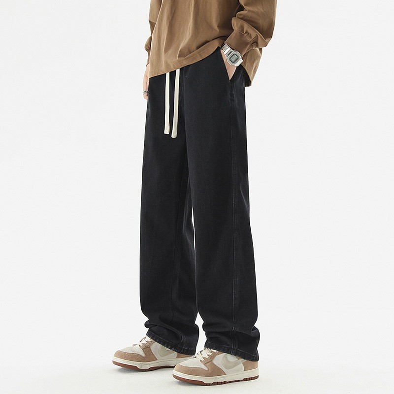 S-5XL กางเกงขายาวผู้ชาย ทรงหลวม ทรงตรง กางเกงผู้ชาย แฟชั่นฤดูร้อน สไตล์เกาหลี กางเกงยีนส์ผู้ชาย - รูปที่ 4