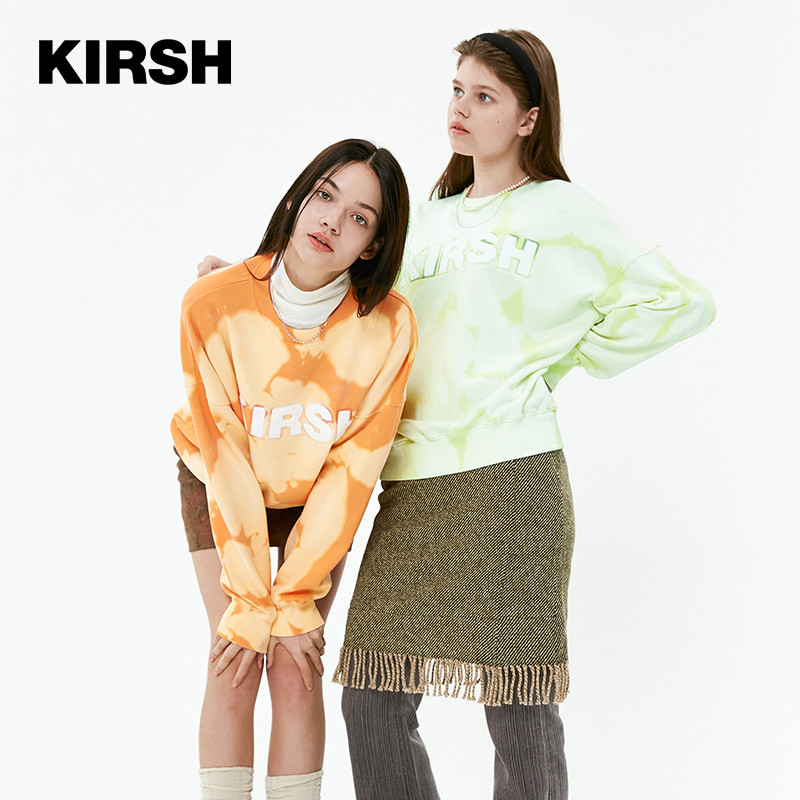 Kirsh Big Cherry Sweater แขนยาวรอบคอดesignกันหนาวผู้หญิง Tie-Dye ทรงหลวมSlim-fit ดูสไตล์พรีปี้