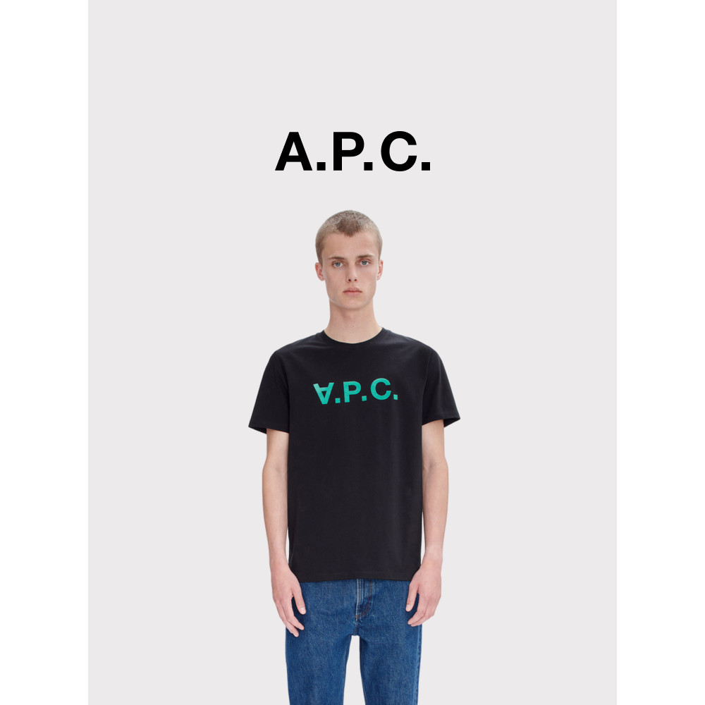 เสื้อยืดผู้ชาย APC สไตล์แฟชั่น ทรงหลวมรอบคอนุ่มนวล